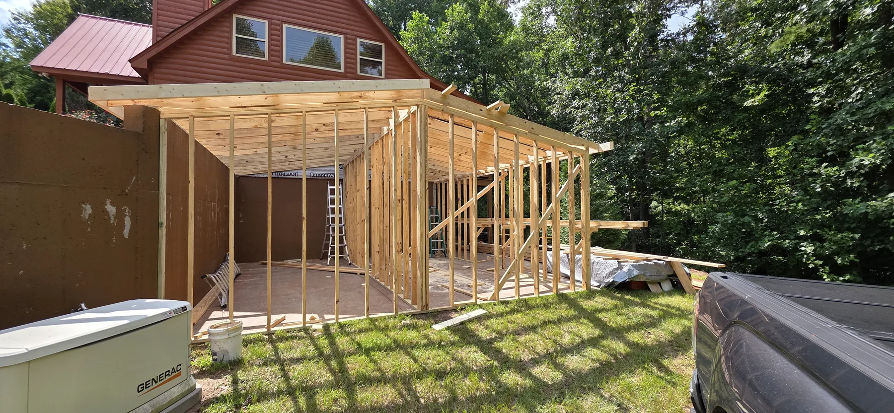 2x4 wall framing for an attached storage addition in the Helen Georgia area